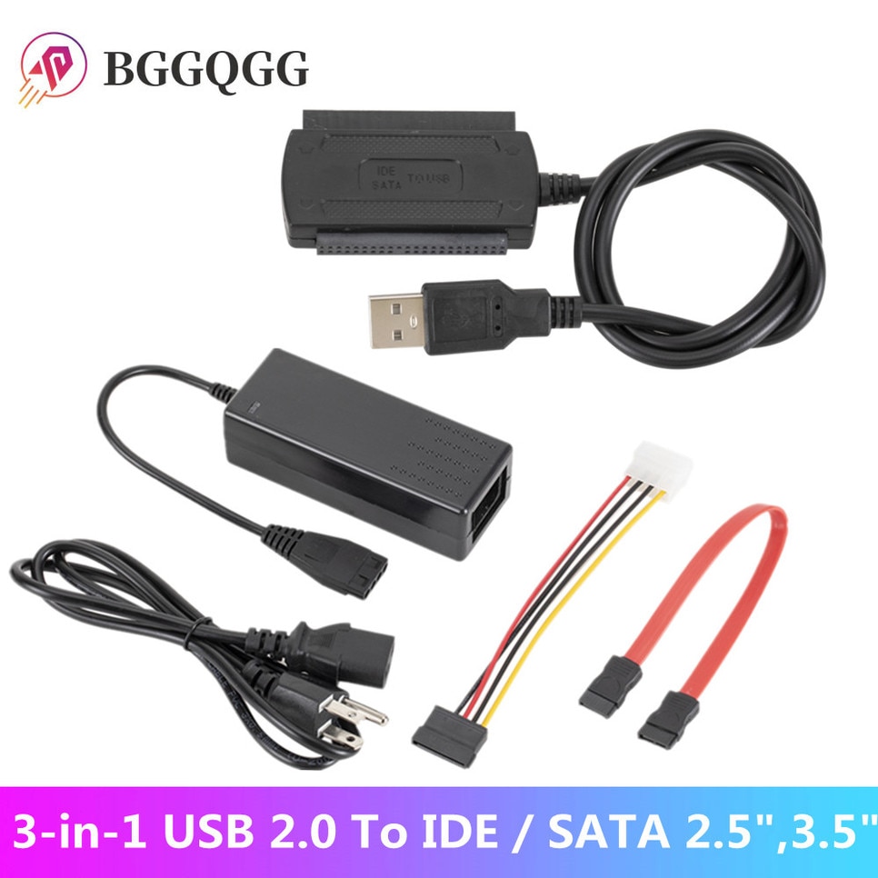 BGGQGG 3-in-1 USB 2.0-IDE/SATA 2.5 &,3.5& ϵ ̺ ũ HDD SSD 480 Mb/s  ̽ ȯ  ̺